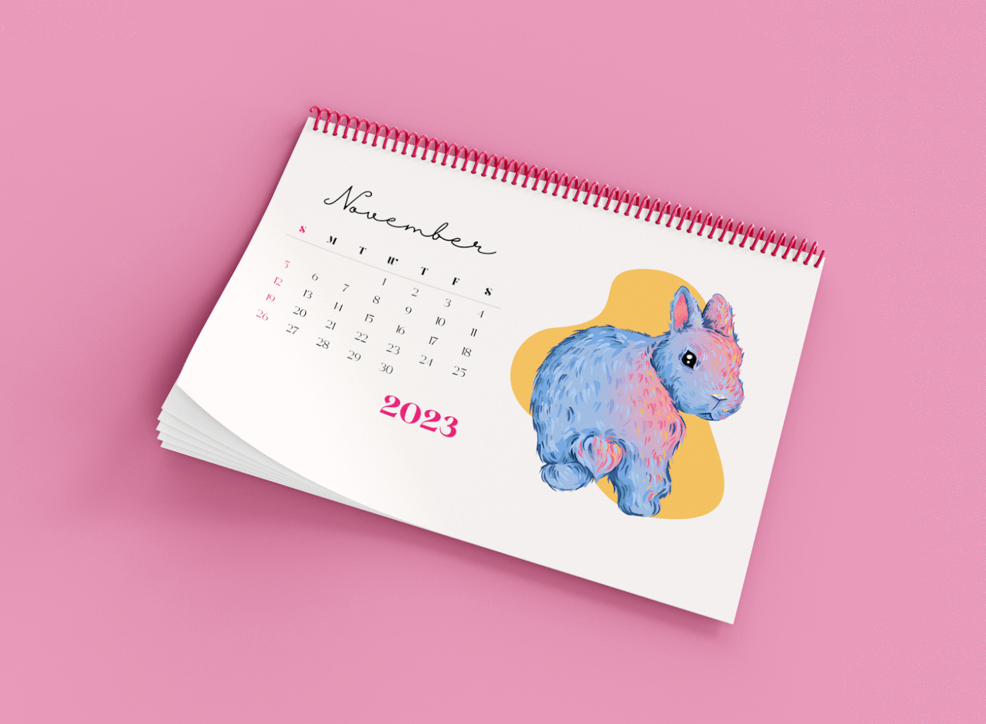 animals calendar calendar design card cute cute illustration ILLUSTRATION Illustrator new year rabbit