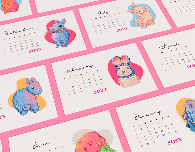 2023 Calendar with rabbits